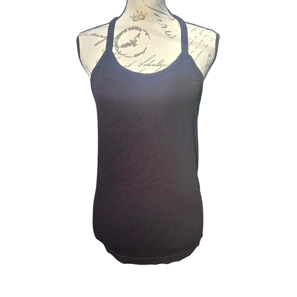 Zyia Active Black Racerback Tank Top Ribbed Scoop Neck ZA3341 Womens Medium